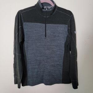 Kuhl Men's Gray and Black 1/4 Zip Pullover Sweater Size Small
